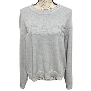 Alashan PEACE Cotton Cashmere Pullover Crew Sweater Women XL Gray Long Sleeve